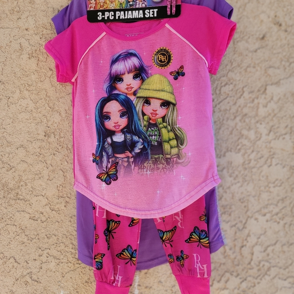 Rainbow high 3-pc pajama  set size 4